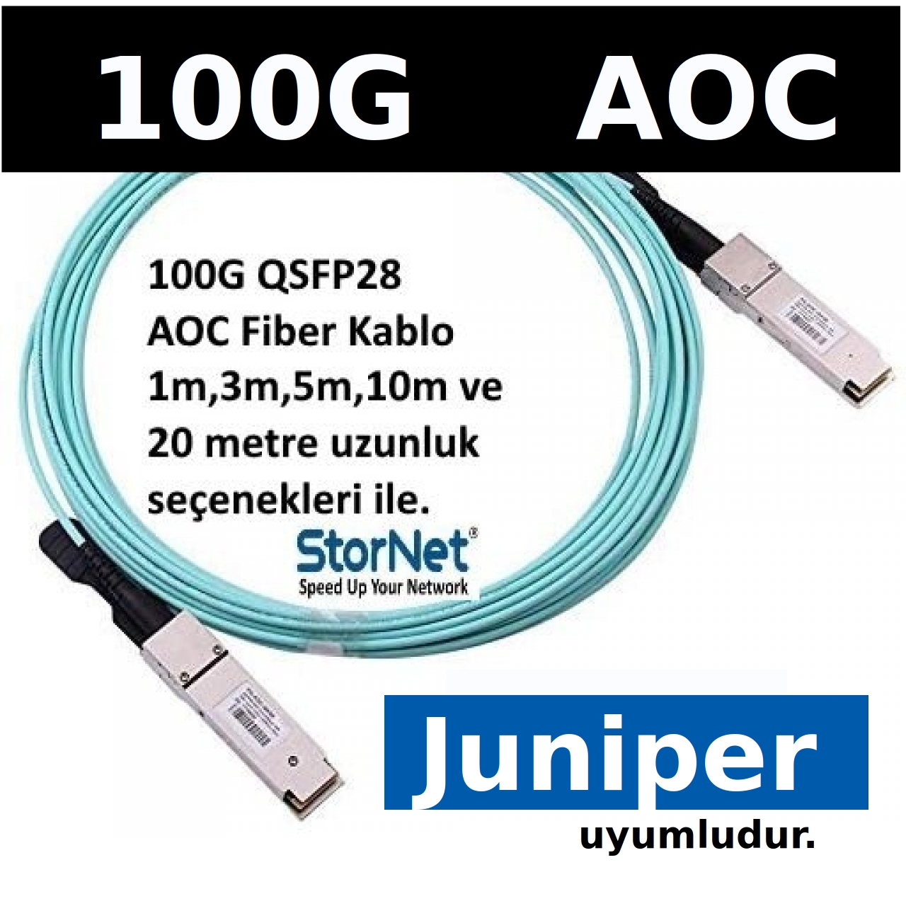 100G QSFP28 AOC-100GBASE Ethernet OM3 Active Optical Cable for Juniper