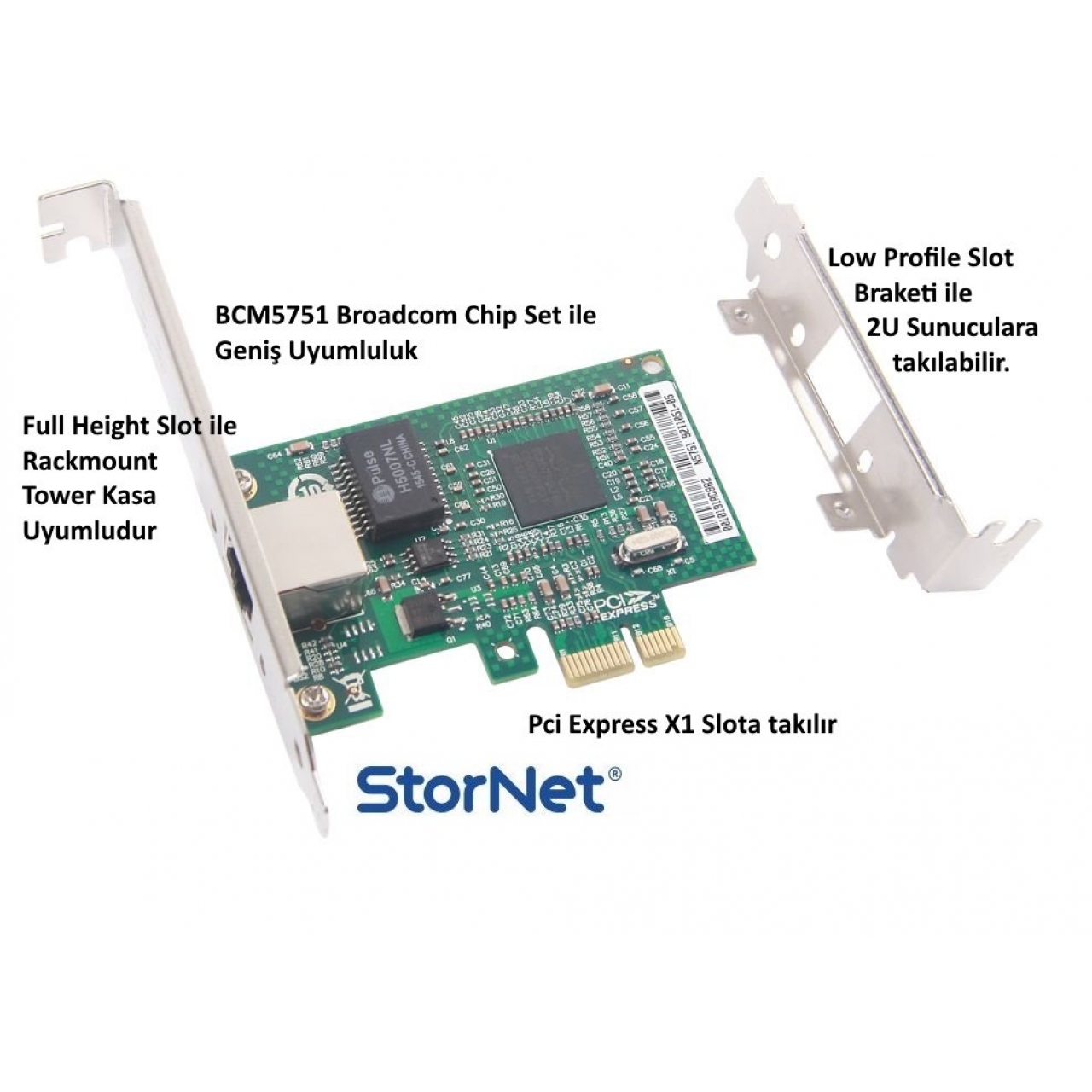1 Port Ethernet Kart 1 GbE Broadcom BCM5751 Chip  StorNET