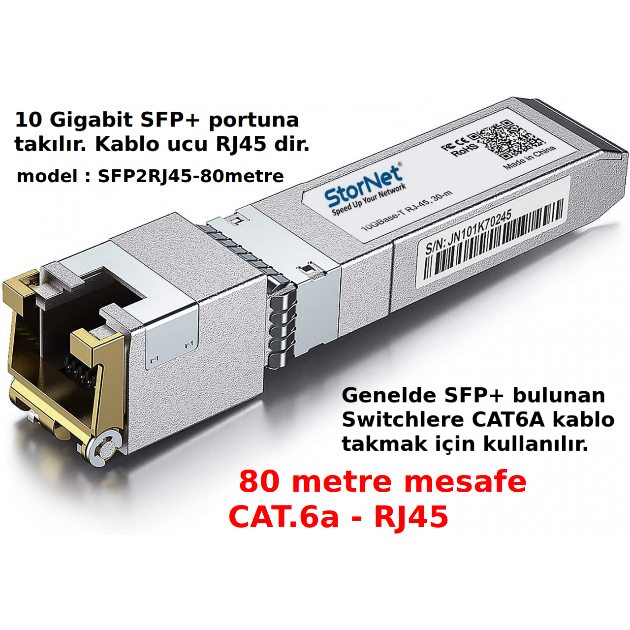 10GBase-T SFP+ Transceiver 80 metre SFP+ to CAT.6a
