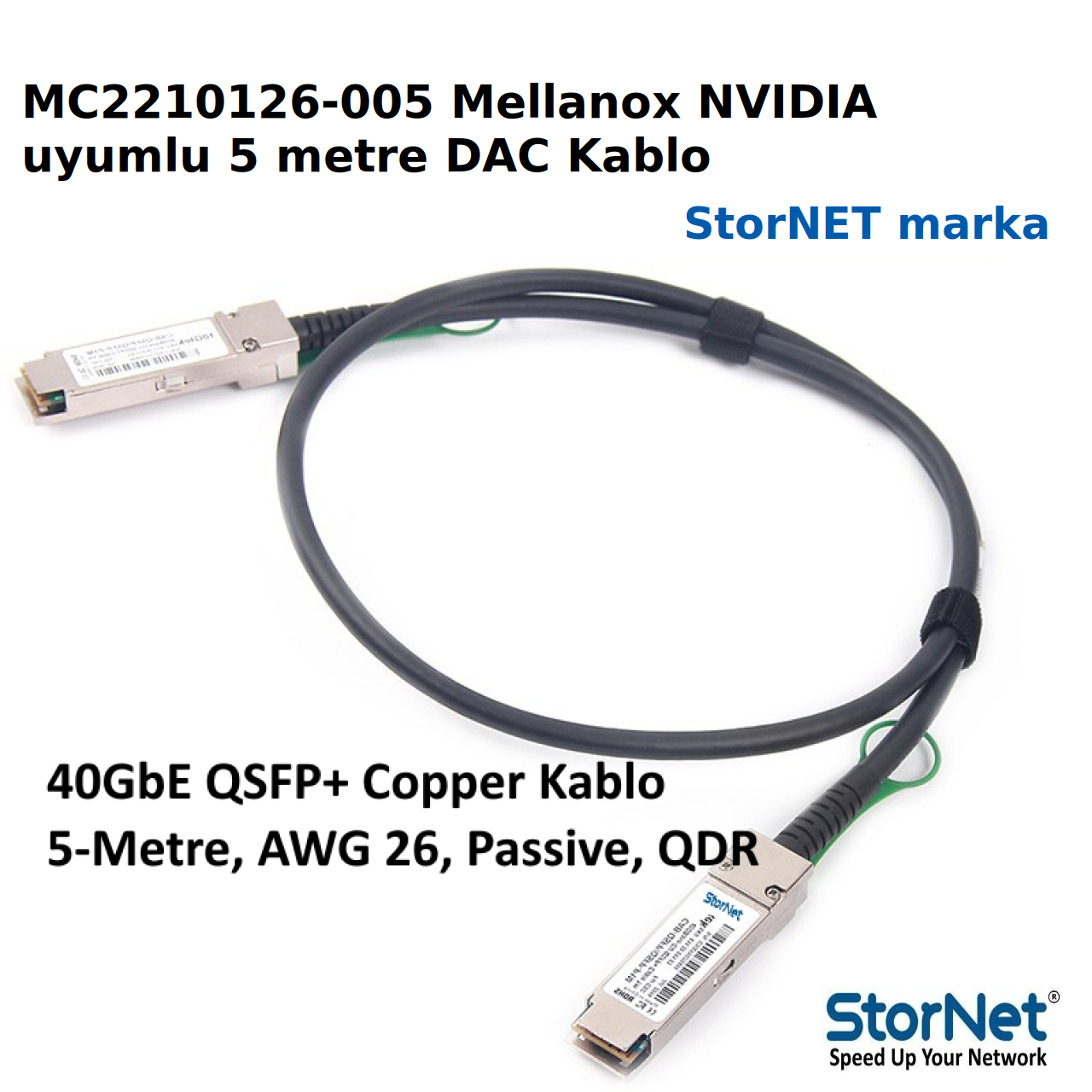 Dac Kablo 40GbE QSFP NVIDIA Mellanox MC2210126-005 (5 Metre) Jenerik