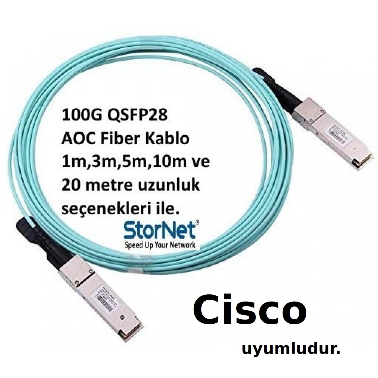 Cisco QSFP-100G-AOC uyumlu 100G QSFP28 Active Optical Cable