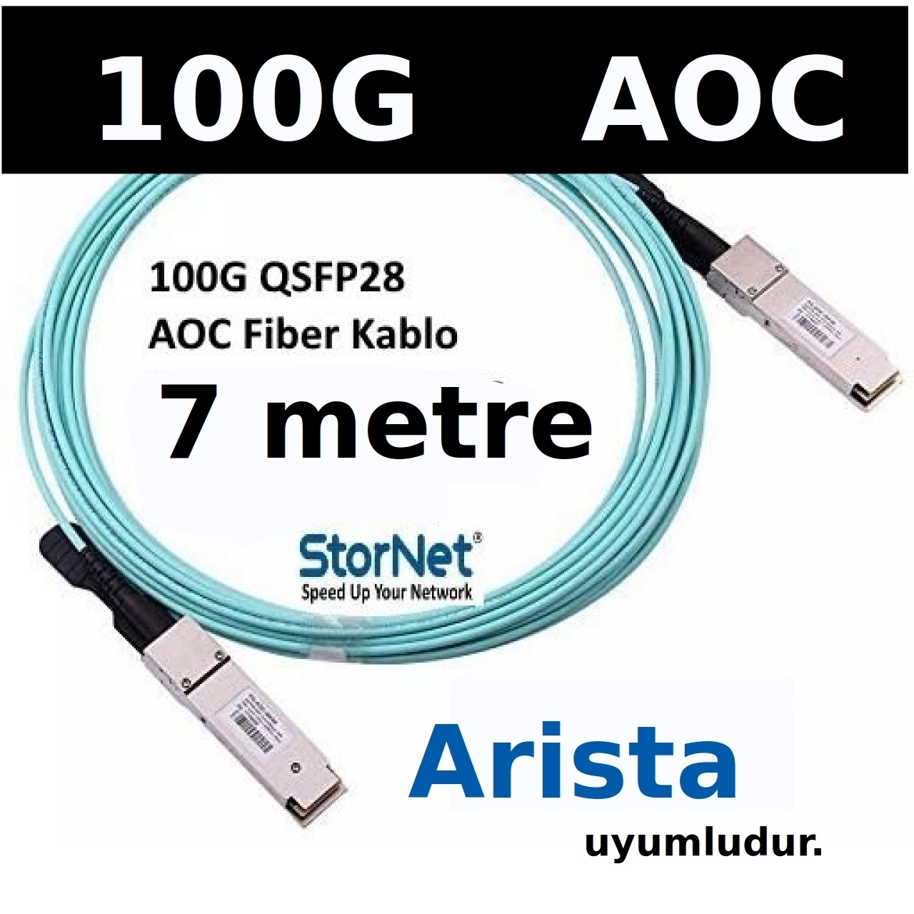 Arista AOC-Q-Q-100G-7M uyumlu 7 metre 100G QSFP Active Optical Cable