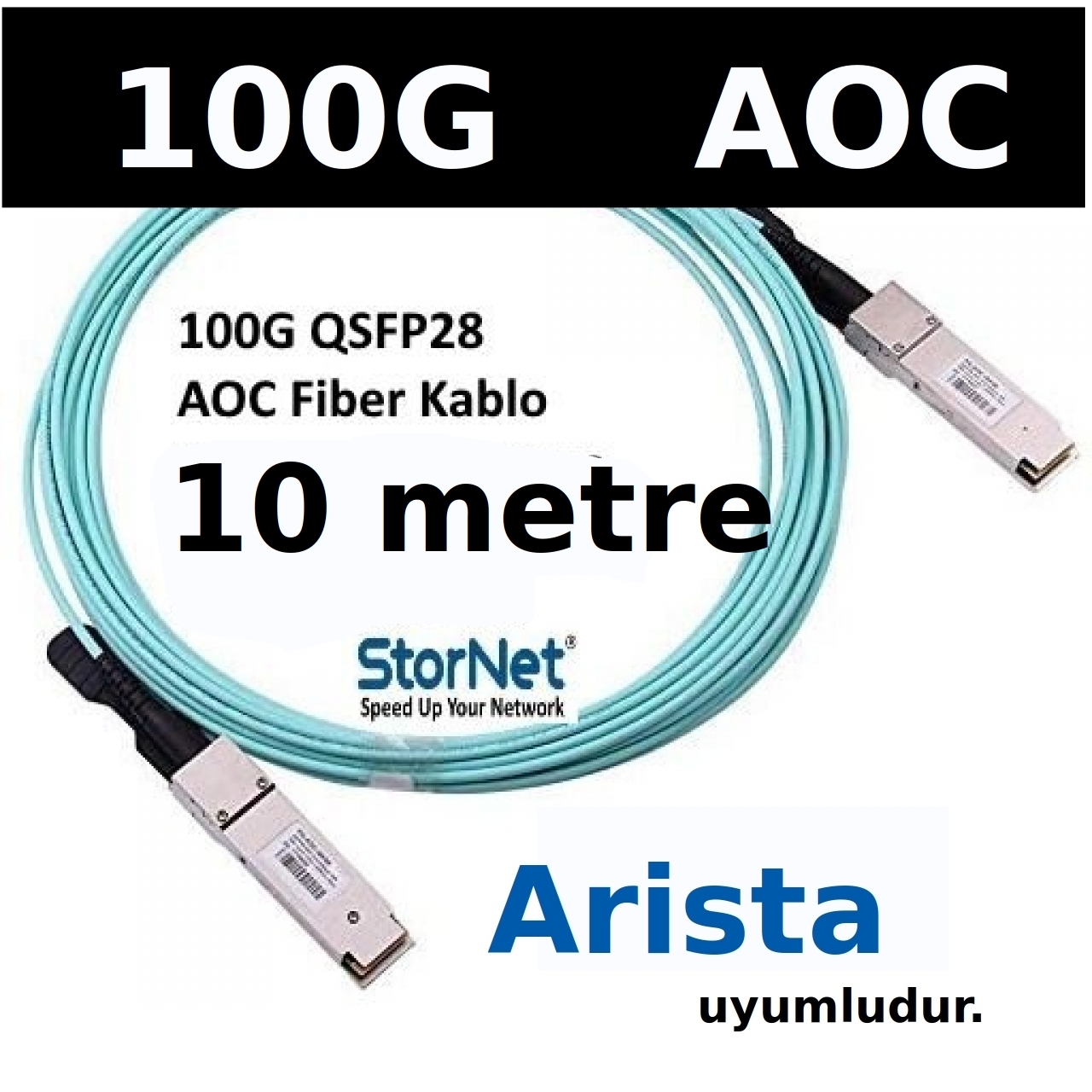 Arista AOC-Q-Q-100G-10M uyumlu 10 metre 100G QSFP Active Optical Cable