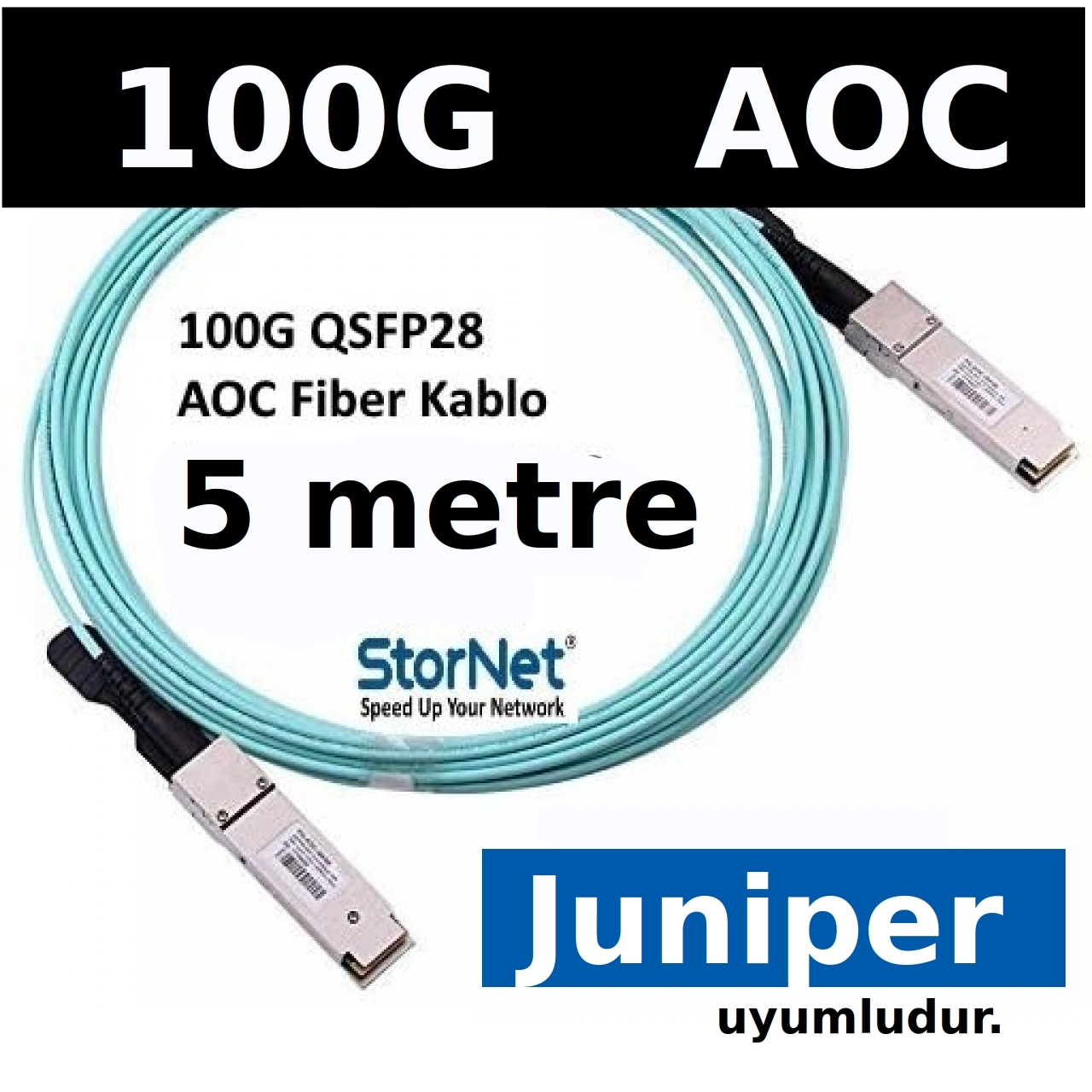 Juniper JNP-100G-AOC-5M uyumlu 5 metre 100G QSFP Active Optical Cable Kablo