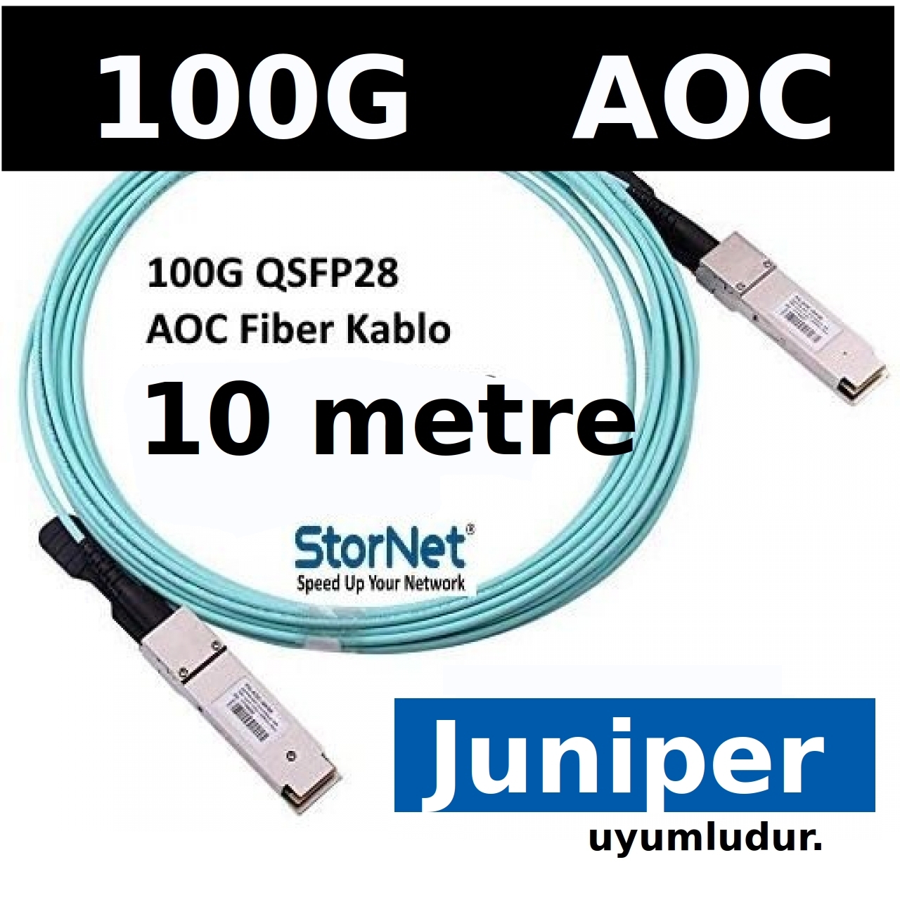 Juniper JNP-100G-AOC-10M uyumlu 10 metre 100G QSFP Active Optical Cable Kablo