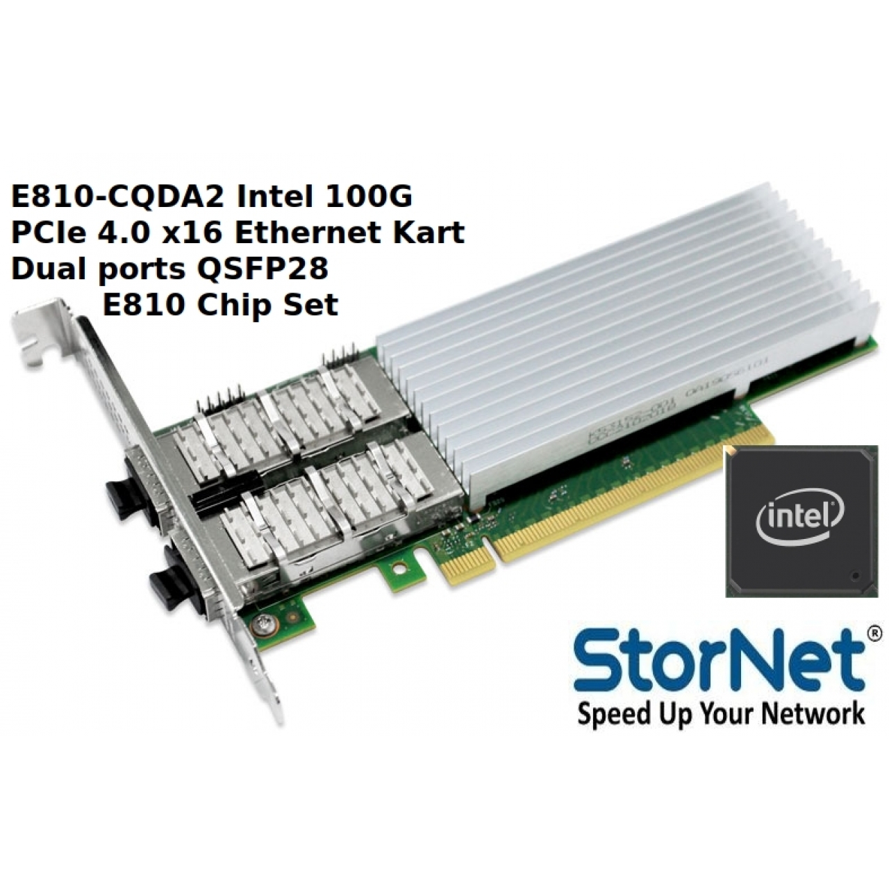 Ethernet Kartı Intel E810-CQDA2 100G QSFP28 PCI Express 4.0 x16 Dual port