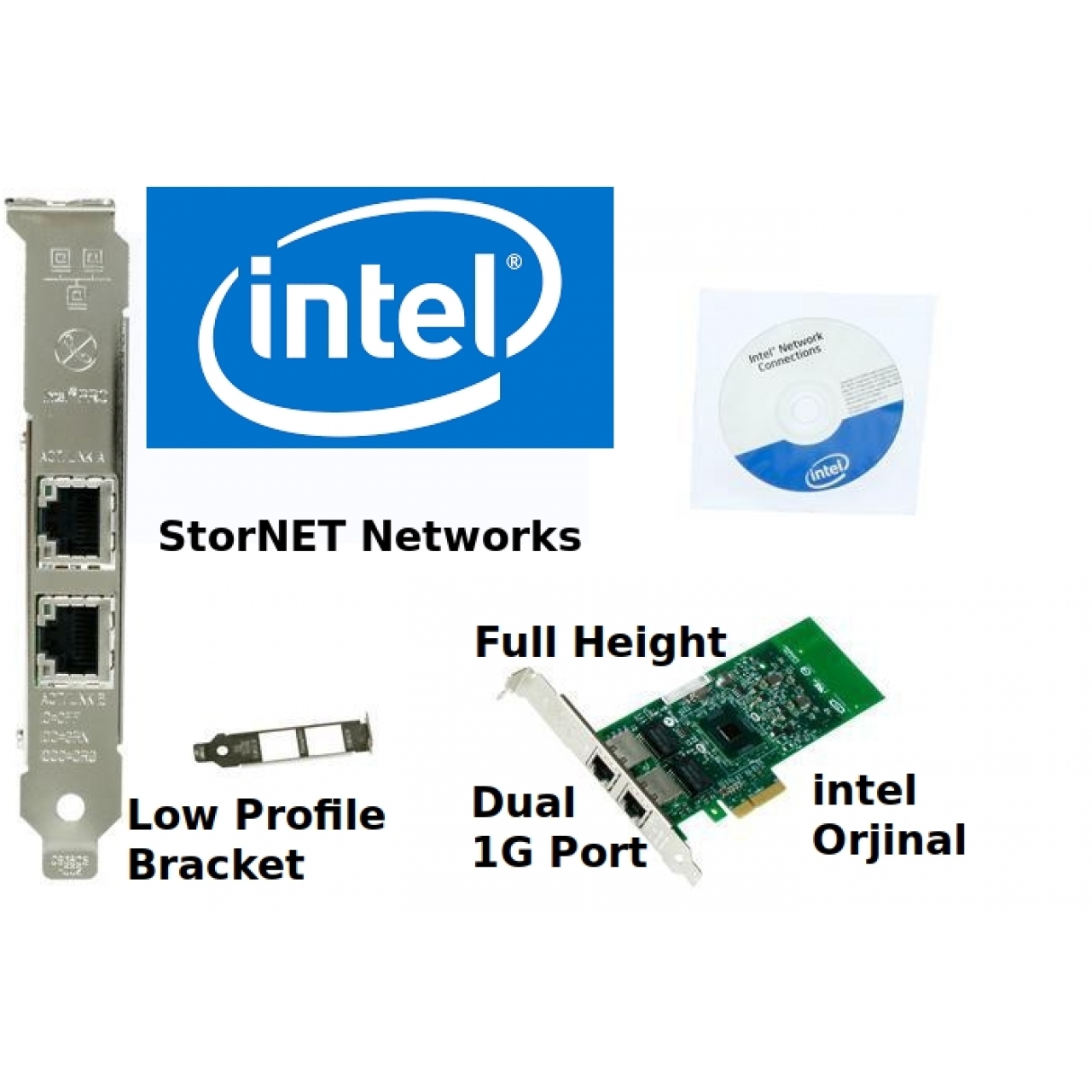 Intel E1G42ET 82576 PCIe 2.0 x4 Ethernet Kart 1G Dual port RJ45