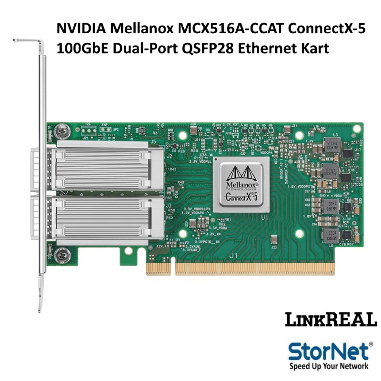 Ethernet Kartı NVIDIA Mellanox MCX516A-CCAT ConnectX-5 EN 100GbE Dual-Port QSFP28
