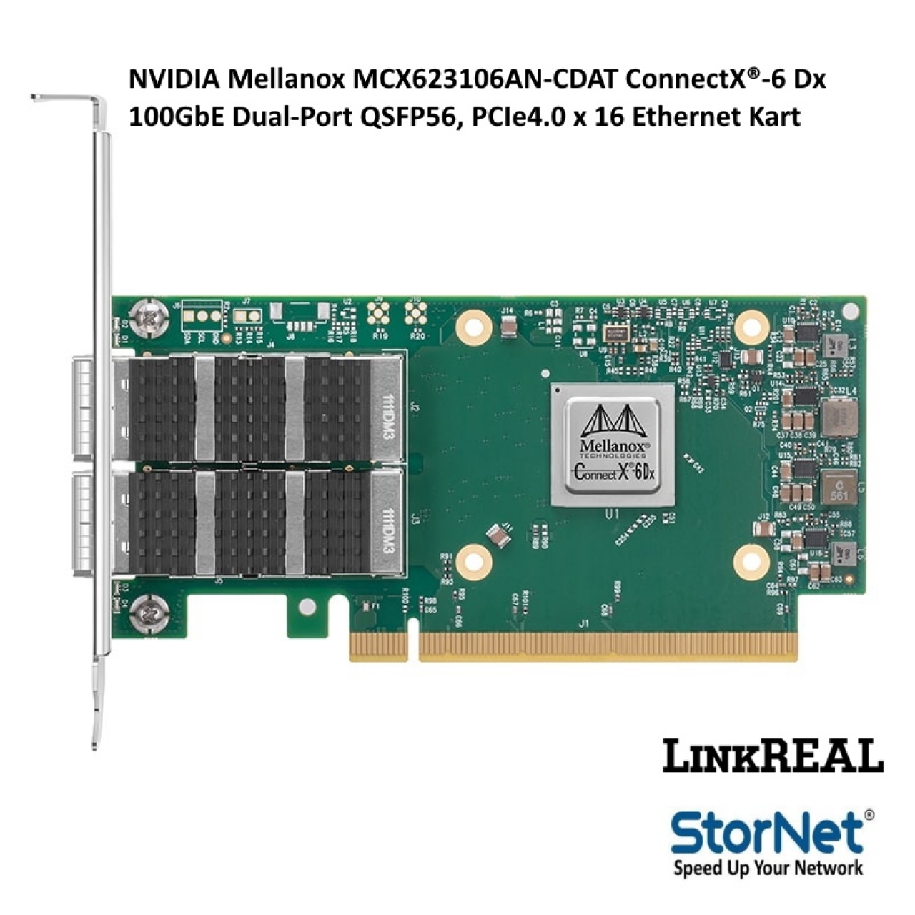 Ethernet Kartı NVIDIA Mellanox MCX623106AN-CDAT ConnectX®-6 Dx 100GbE Dual-Port QSFP56, PCIe4.0 x 16