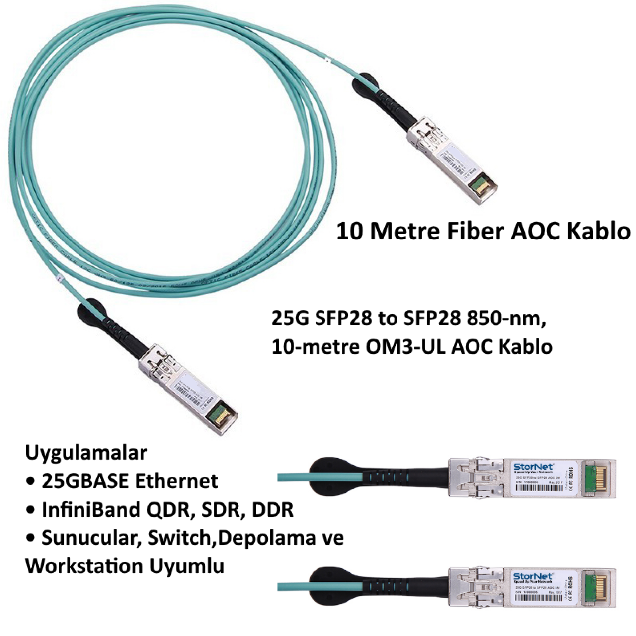 AOC Kablo Mellanox MFA2P10-A010 uyumlu 25G SFP28 10-metre