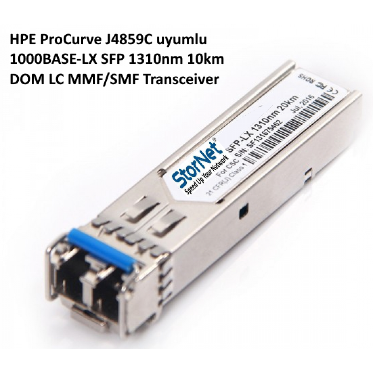 HPE ProCurve J4859C uyumlu 1000BASE-LX SFP 1310nm 10km DOM LC MMF/SMF Transceiver Modül