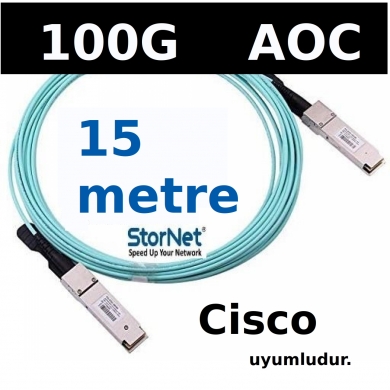 QSFP-100G-AOC3M Cisco 15 metre uyumlu 100G QSFP28 AOC Kablo StorNET