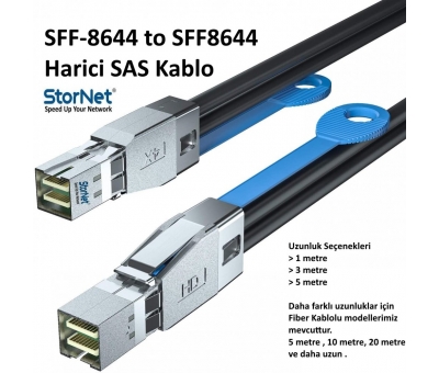 SFF8644 to SFF8644 Harici SAS Kablo 3 Metre StorNET